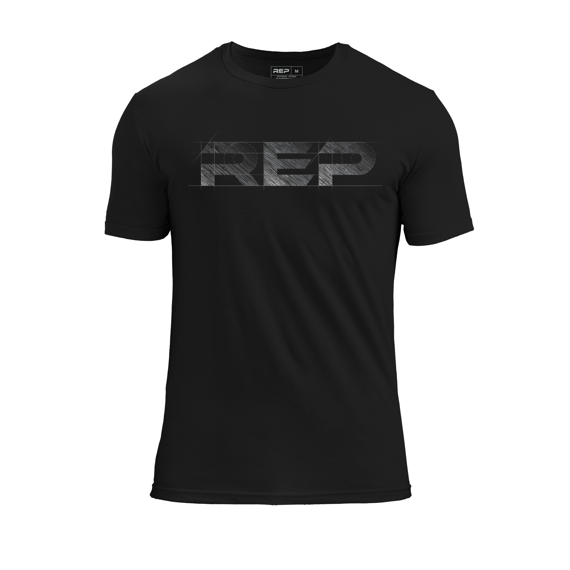 Men's Blueprint Tri-Blend Crew T-shirt - Heather Black/White / X-SMALL